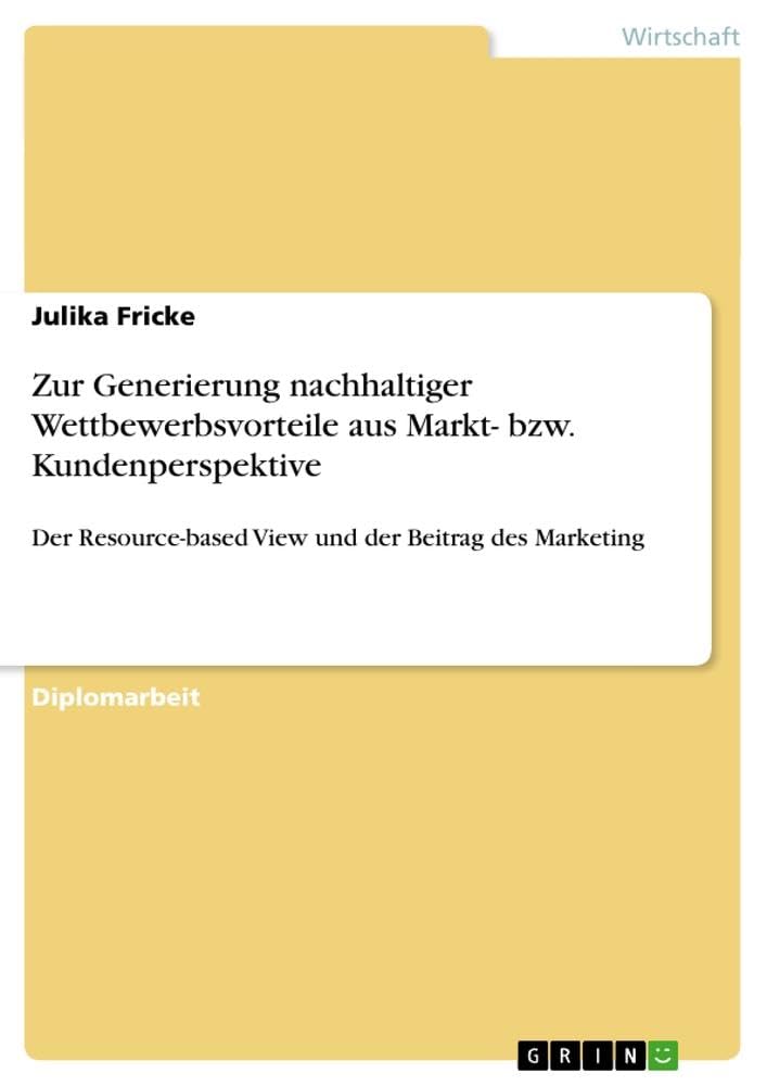 Zur Generierung nachhaltiger Wettbewerbsvorteile aus Markt- bzw. Kundenperspektive Law
