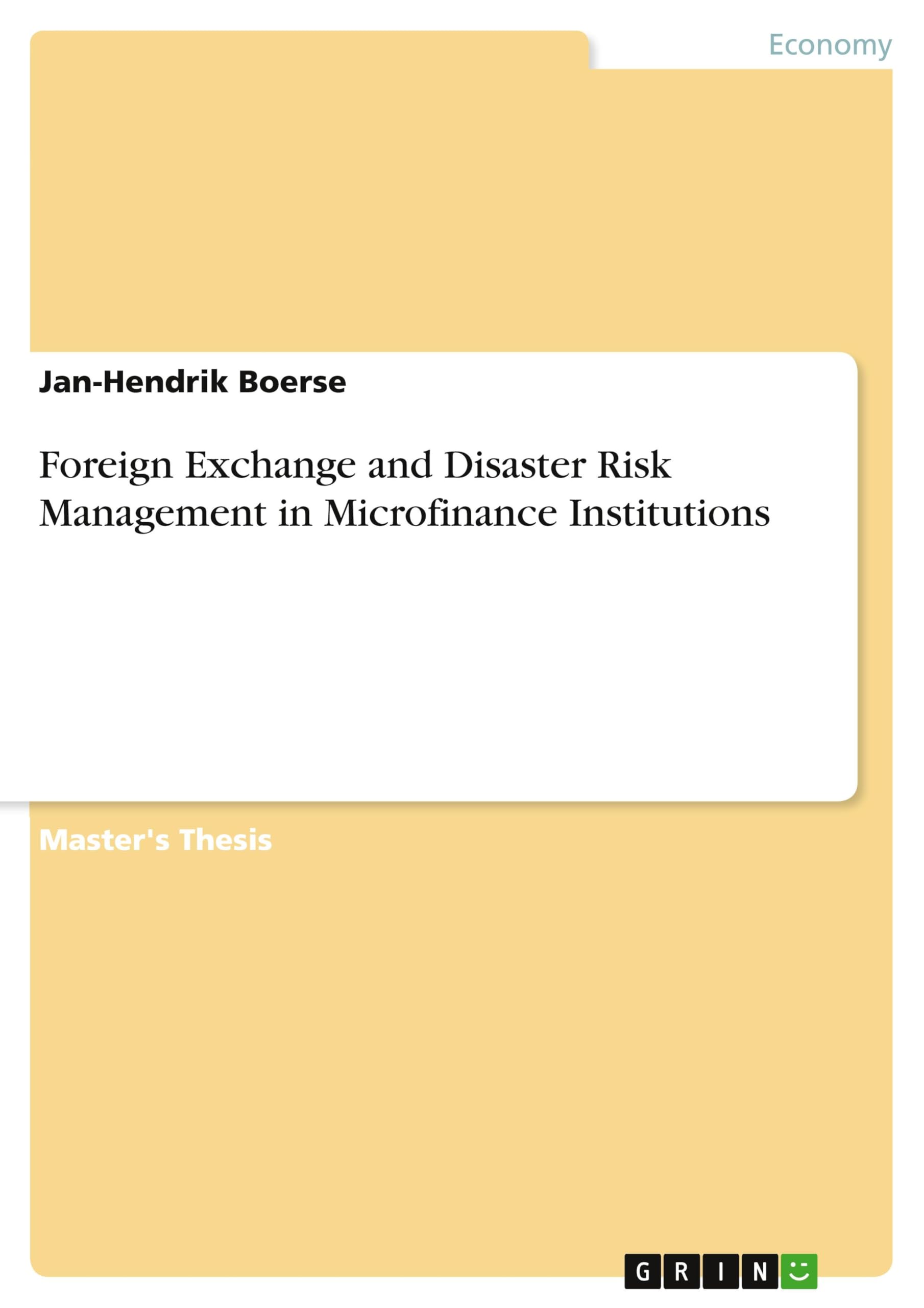 Foreign Exchange and Disaster Risk Management in Microfinance Institutions book
