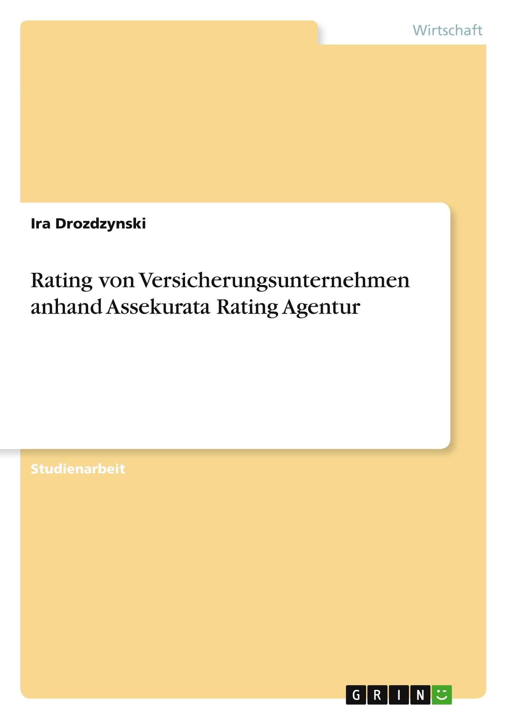 Rating von Versicherungsunternehmen anhand Assekurata Rating Agentur book