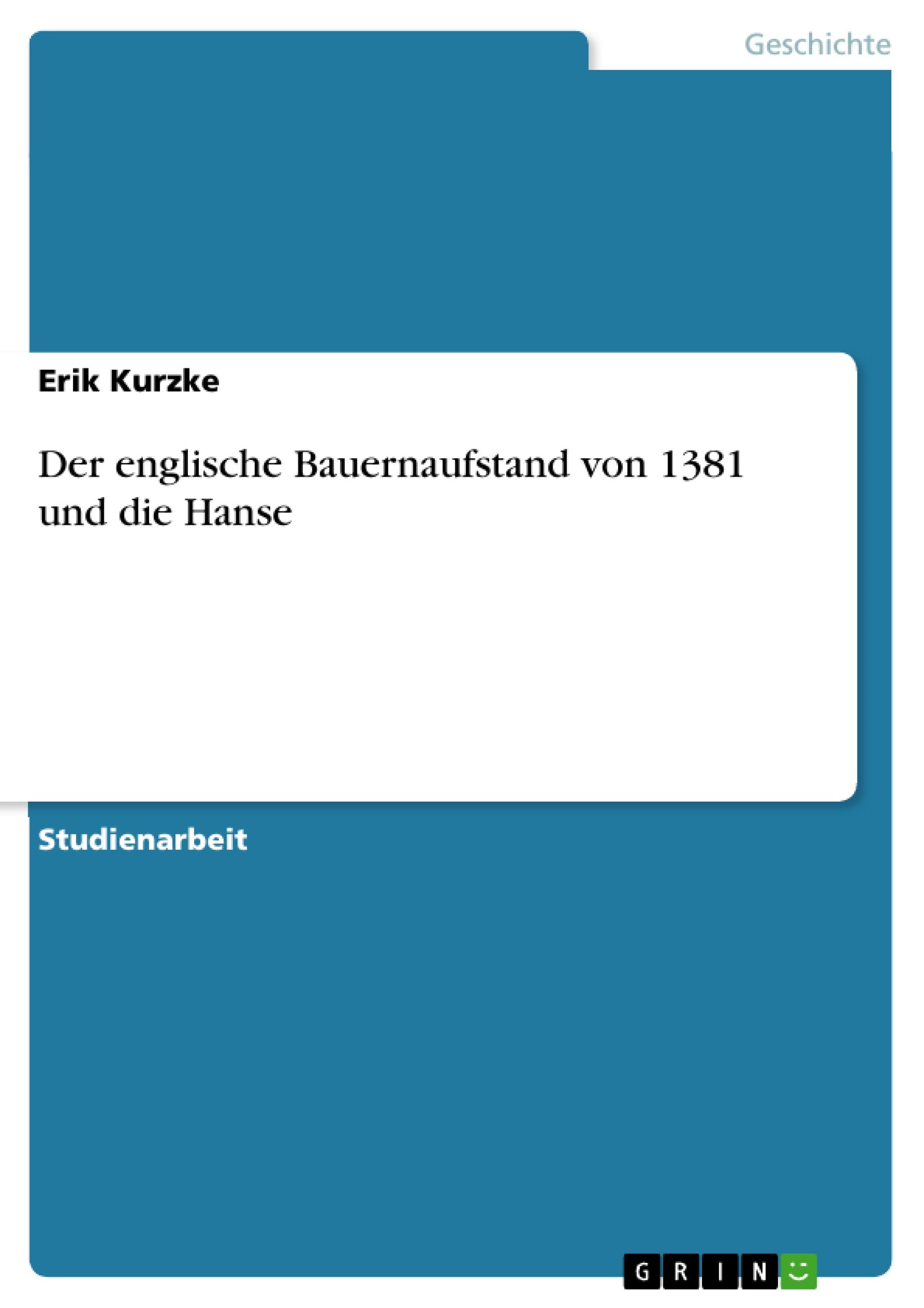 Der englische Bauernaufstand von 1381 und die Hanse book