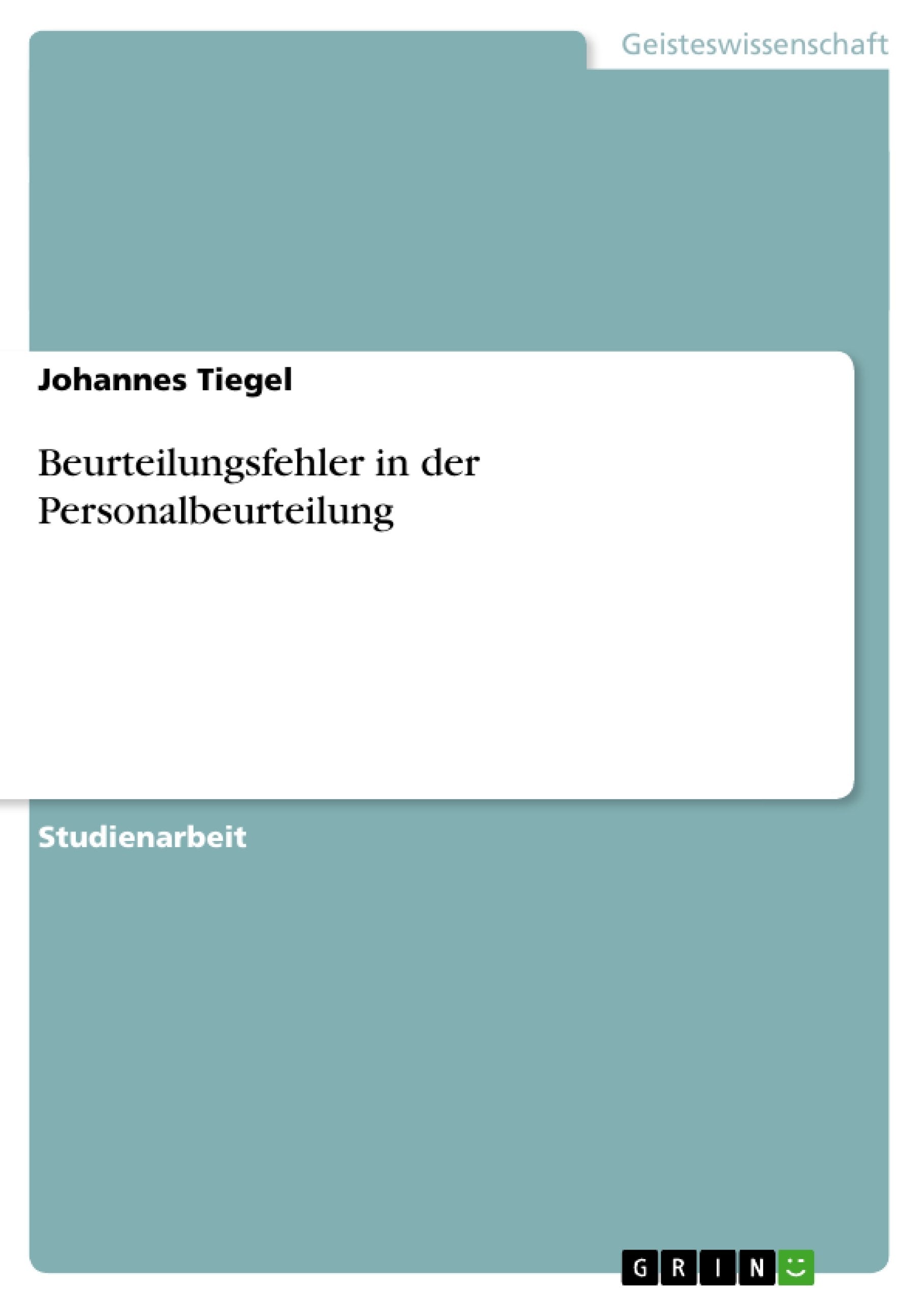 Beurteilungsfehler in der Personalbeurteilung Law