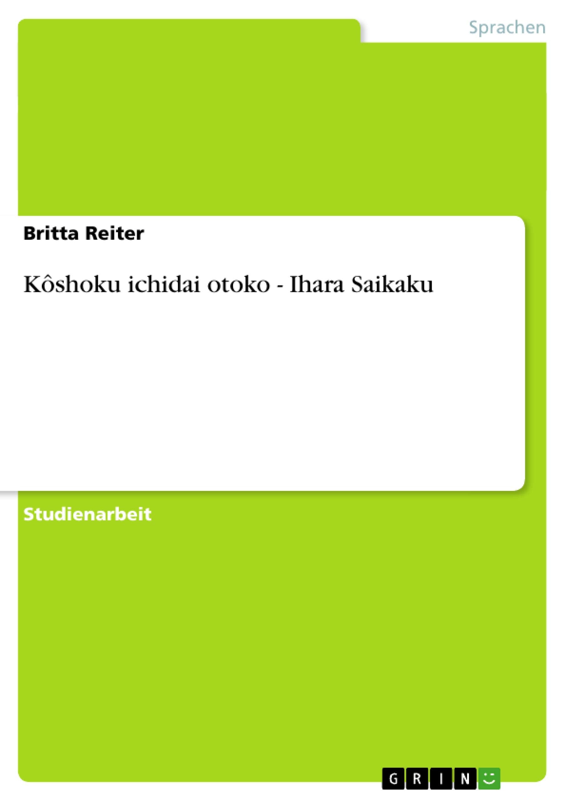 Kôshoku ichidai otoko - Ihara Saikaku Foreign Languages ​​& Dictionaries
