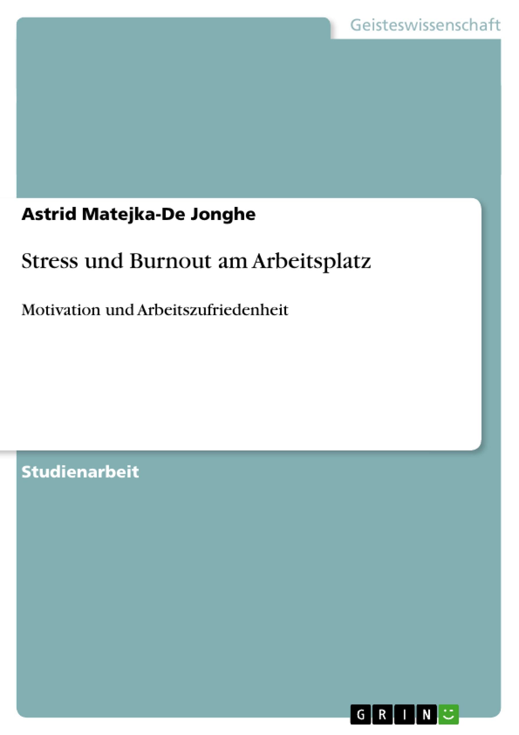 Stress und Burnout am Arbeitsplatz book
