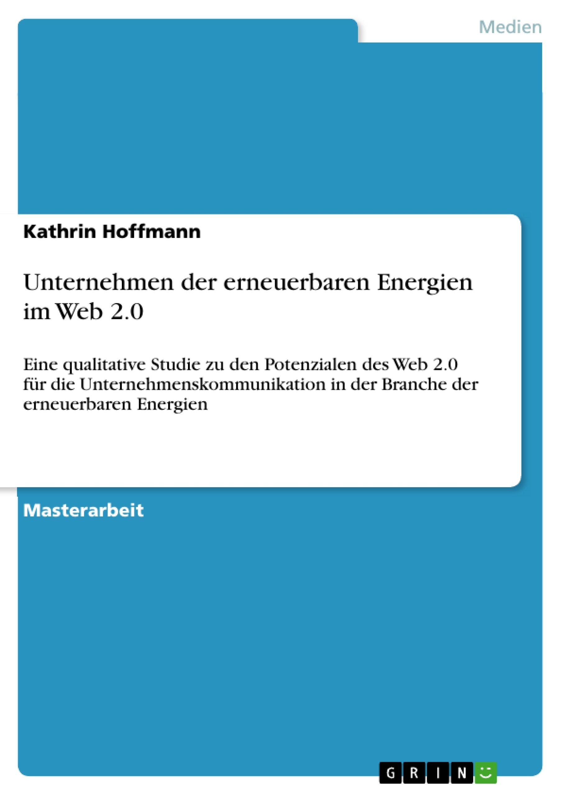 Unternehmen der erneuerbaren Energien im Web 2.0 book