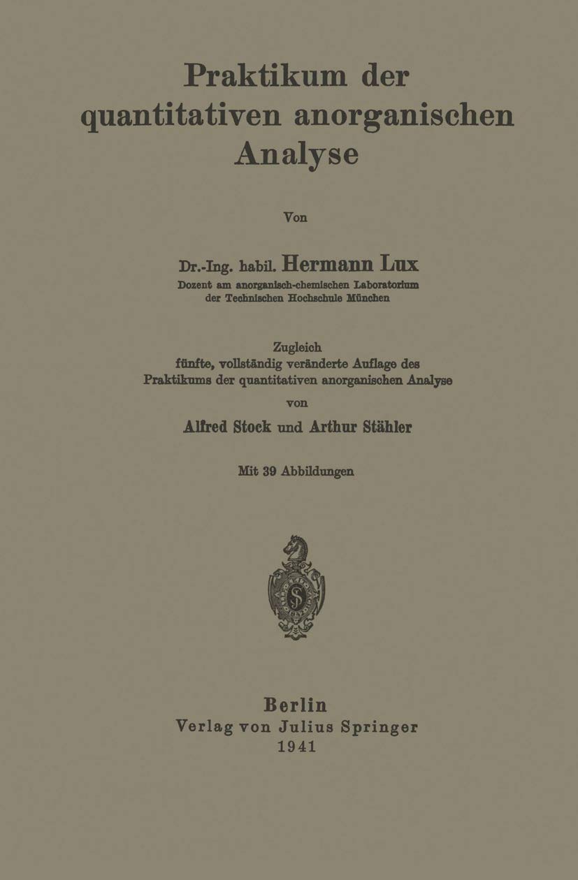 Product Image: Praktikum der Quantitativen Anorganischen Analyse