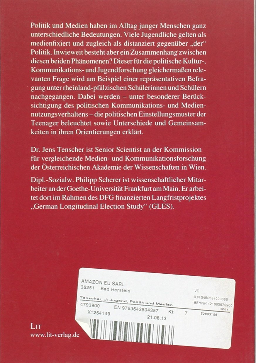 Jugend, Politik und Medien: Politische Orientierungen und Verhaltensweisen von Jugendlichen in Rheinland-Pfalz Law