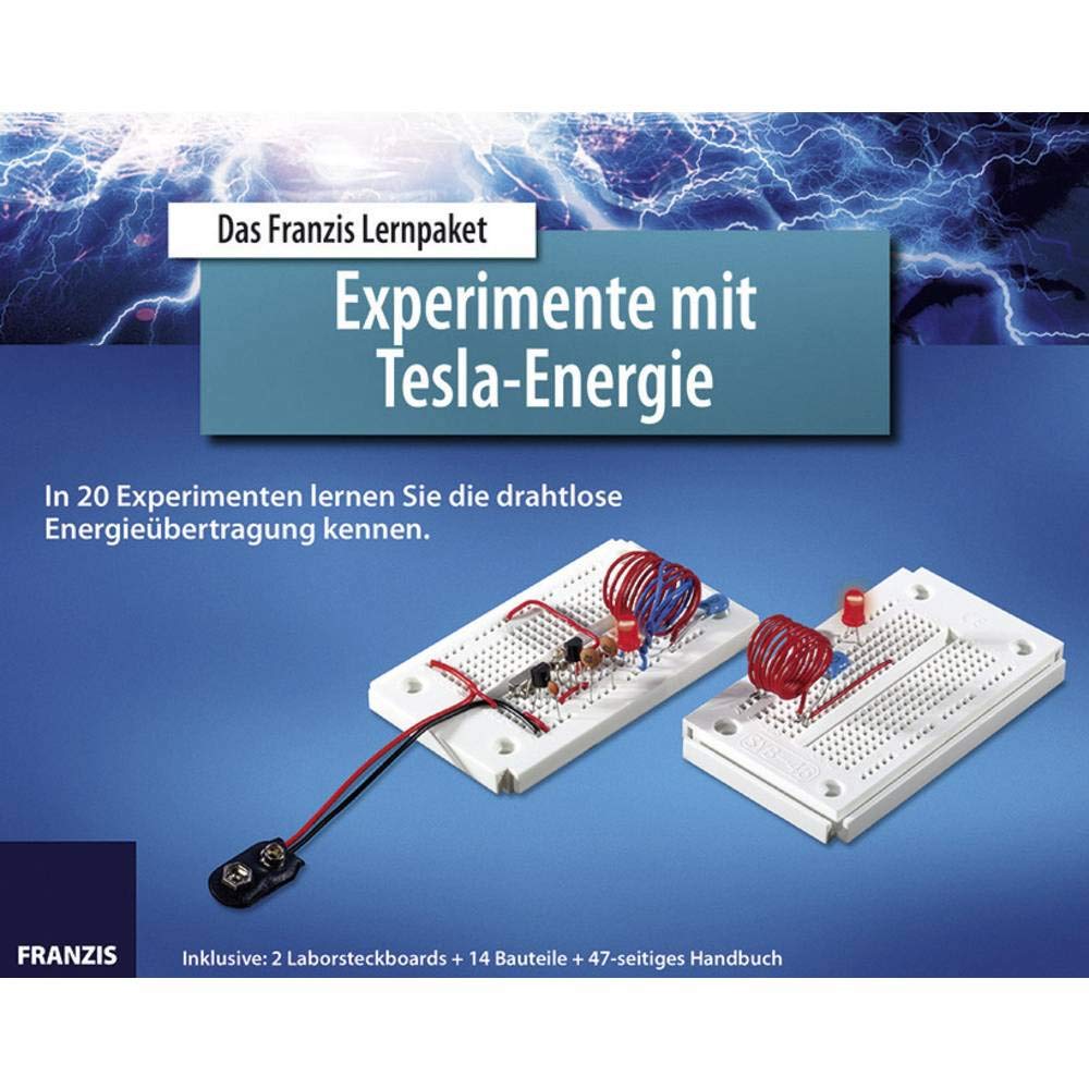 FRANZIS 65201 - Lernpaket Experimente mit Tesla Energie - 20 Projekte - 2 Laborsteckboards - 14 Bauteile - empfohlen ab 14 Jahren: In 20 Experimenten ... + 14 Bauteile + 47-seitiges Handbuch book