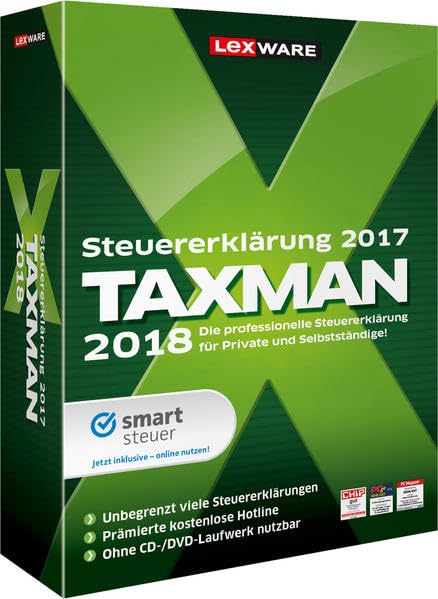 Lexware Taxman 2018 für das Steuerjahr 2017|Übersichtliche Steuererklärungssoftware für Arbeitnehmer, Familien, Studenten und im Ausland Beschäftigte|Kompatibel mit Windows 7 oder aktueller Taxes & Bookkeeping