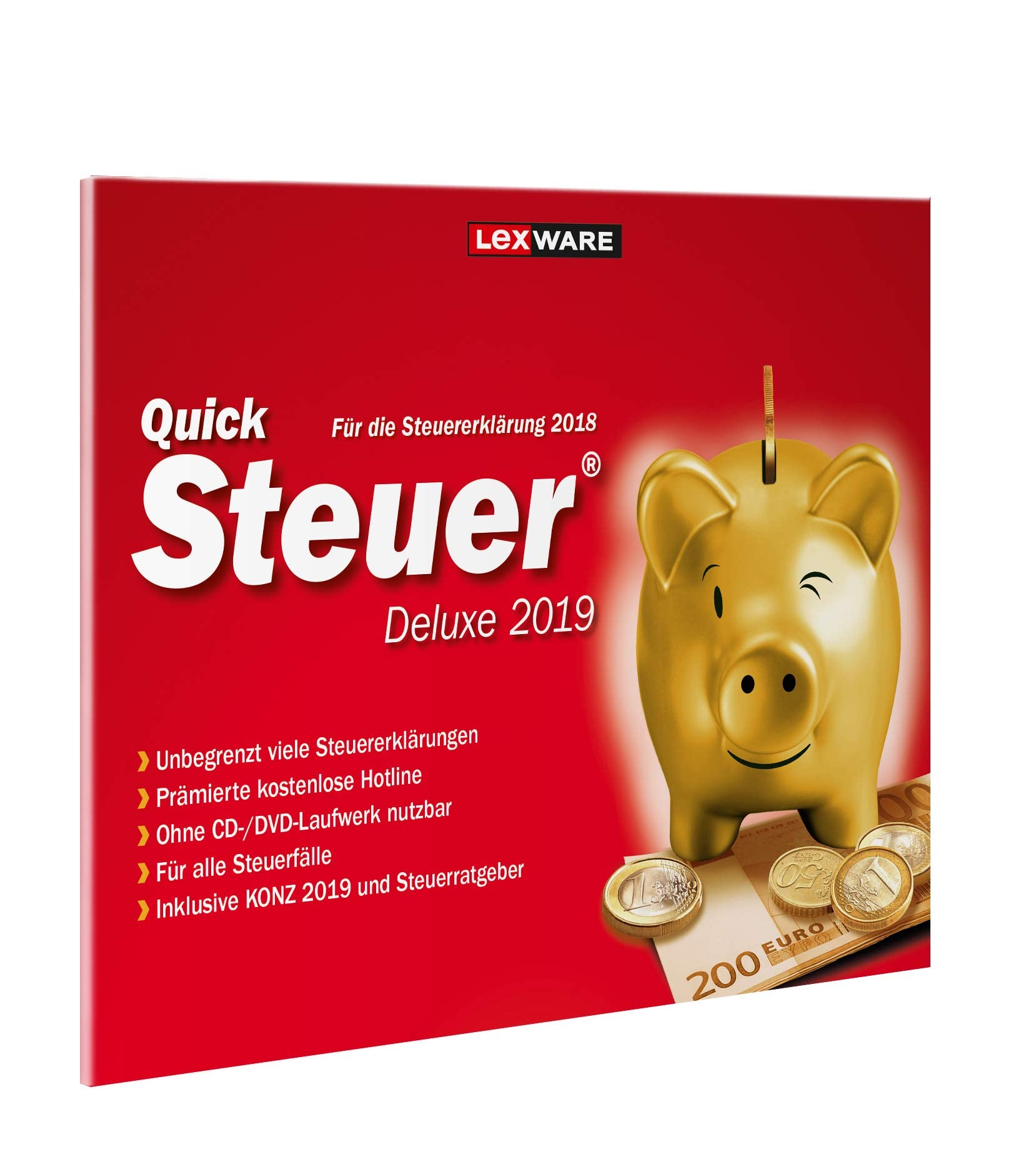 Lexware QuickSteuer Deluxe 2019 für das Steuerjahr 2018|Einfache und schnelle Steuer-Software für die private und gewerbliche Steuererklärung Taxes & Bookkeeping
