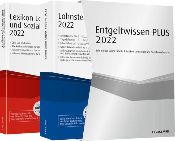 Entgeltwissen PLUS 2022 - Lohnsteuer Super-Tabelle & Lexikon Lohnsteuer und Sozialversicherung (Haufe Steuertabellen) Law