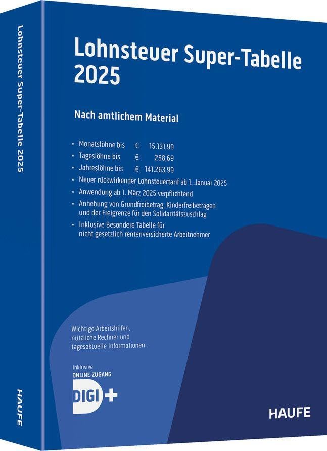 Lohnsteuer-Supertabelle 2025 inkl. Onlinezugang Law