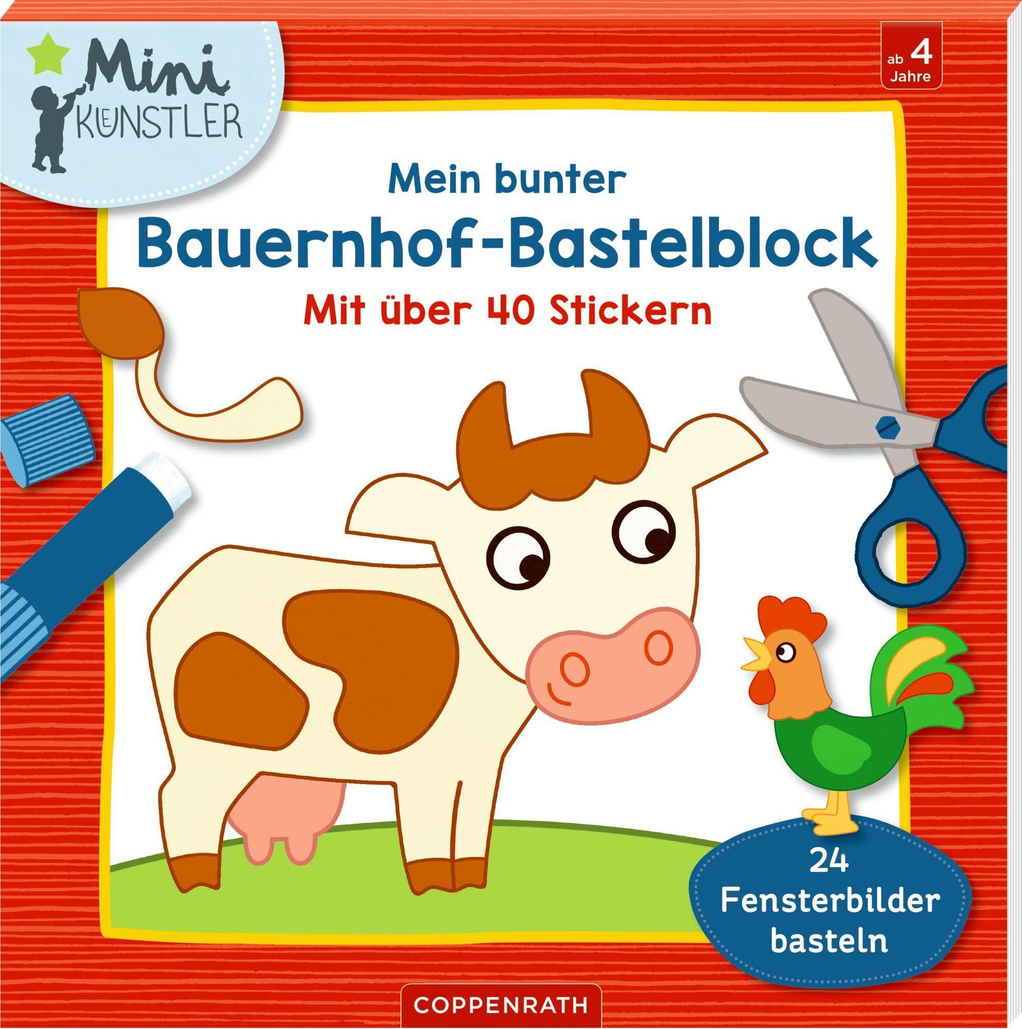 Mein bunter Bauernhof-Bastelblock: Mit über 40 Stickern / 24 Fensterbilder basteln (Mini-Künstler) Non-fiction