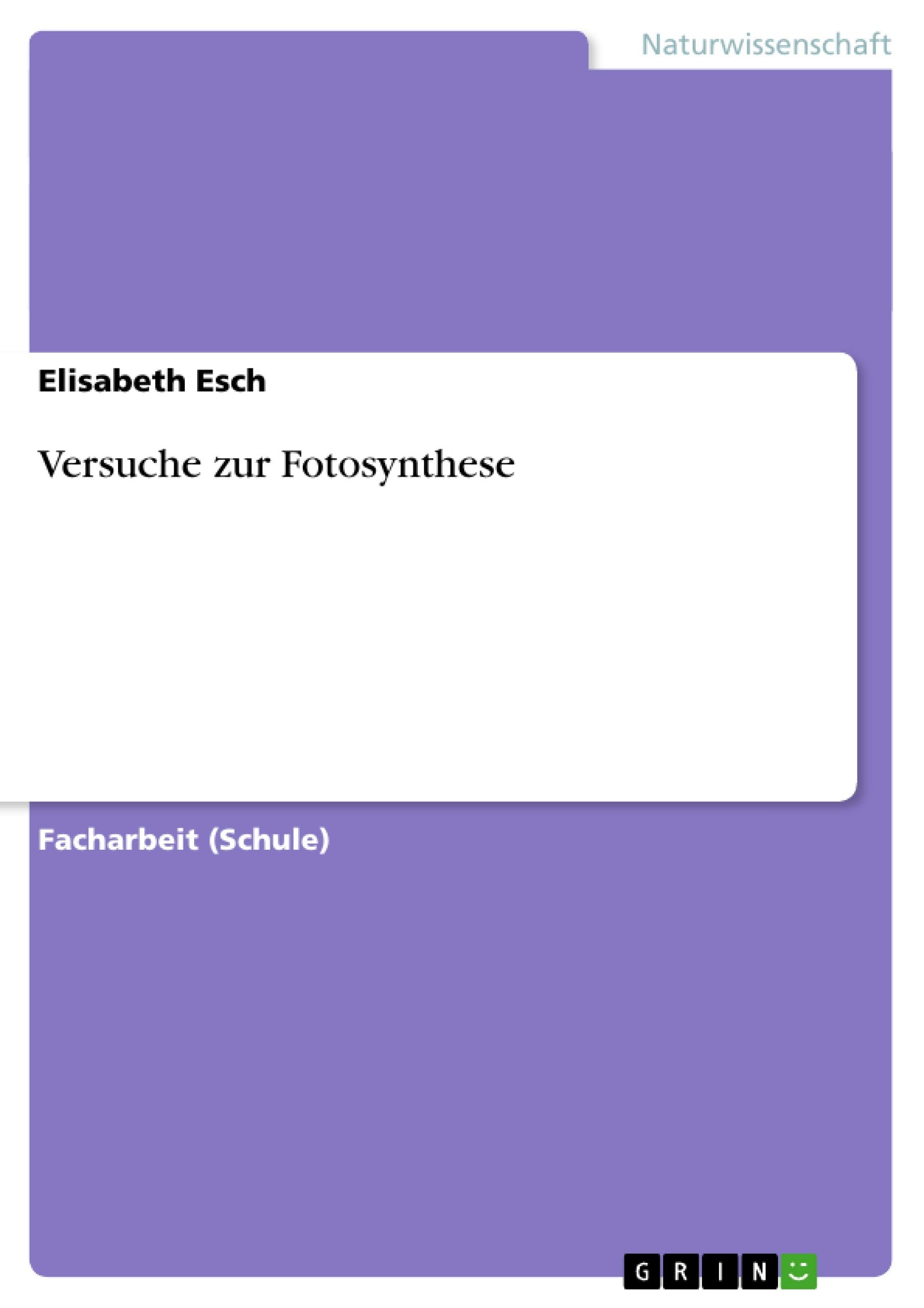 Versuche zur Fotosynthese Natural Sciences