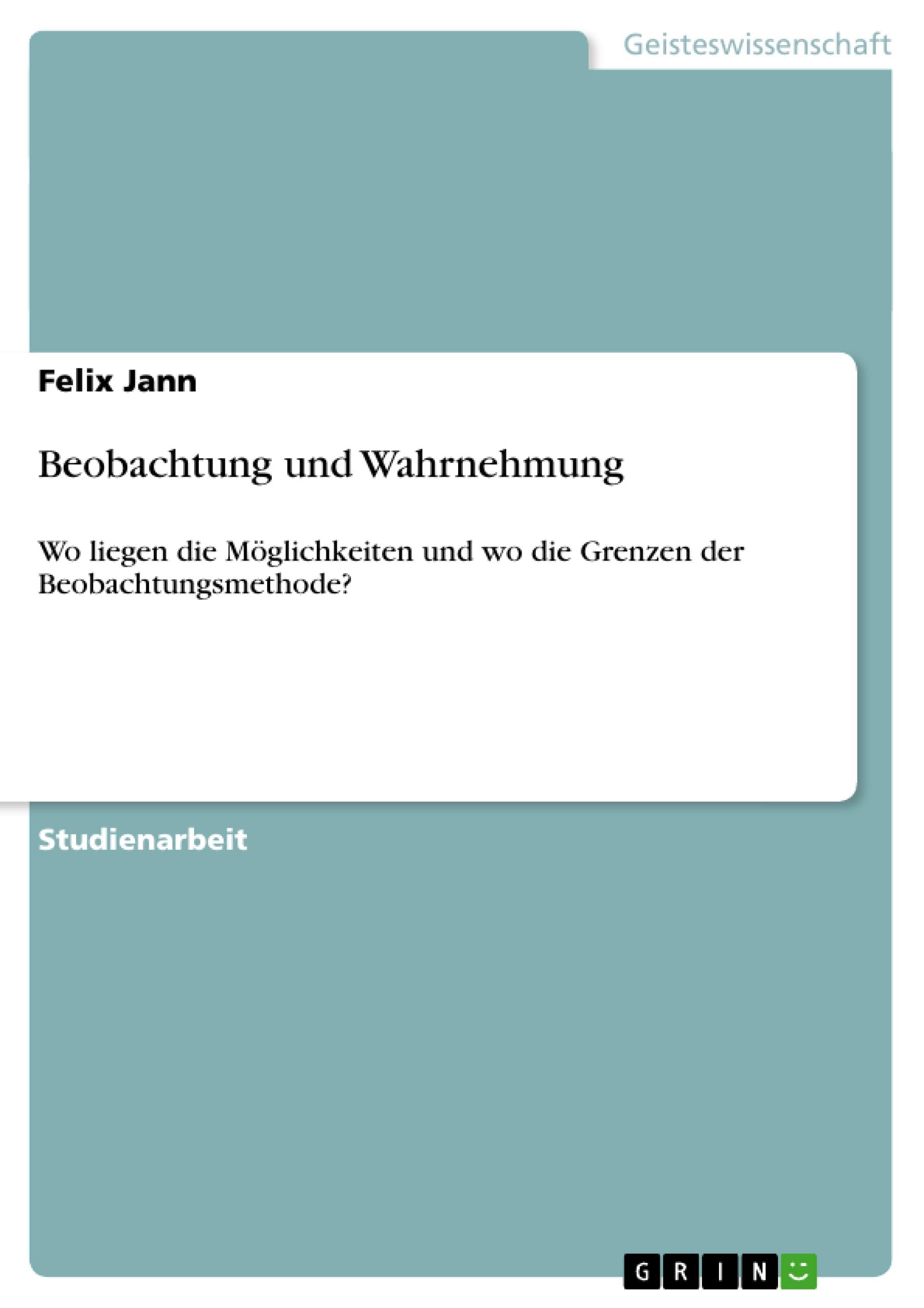 Beobachtung und Wahrnehmung Education & Training