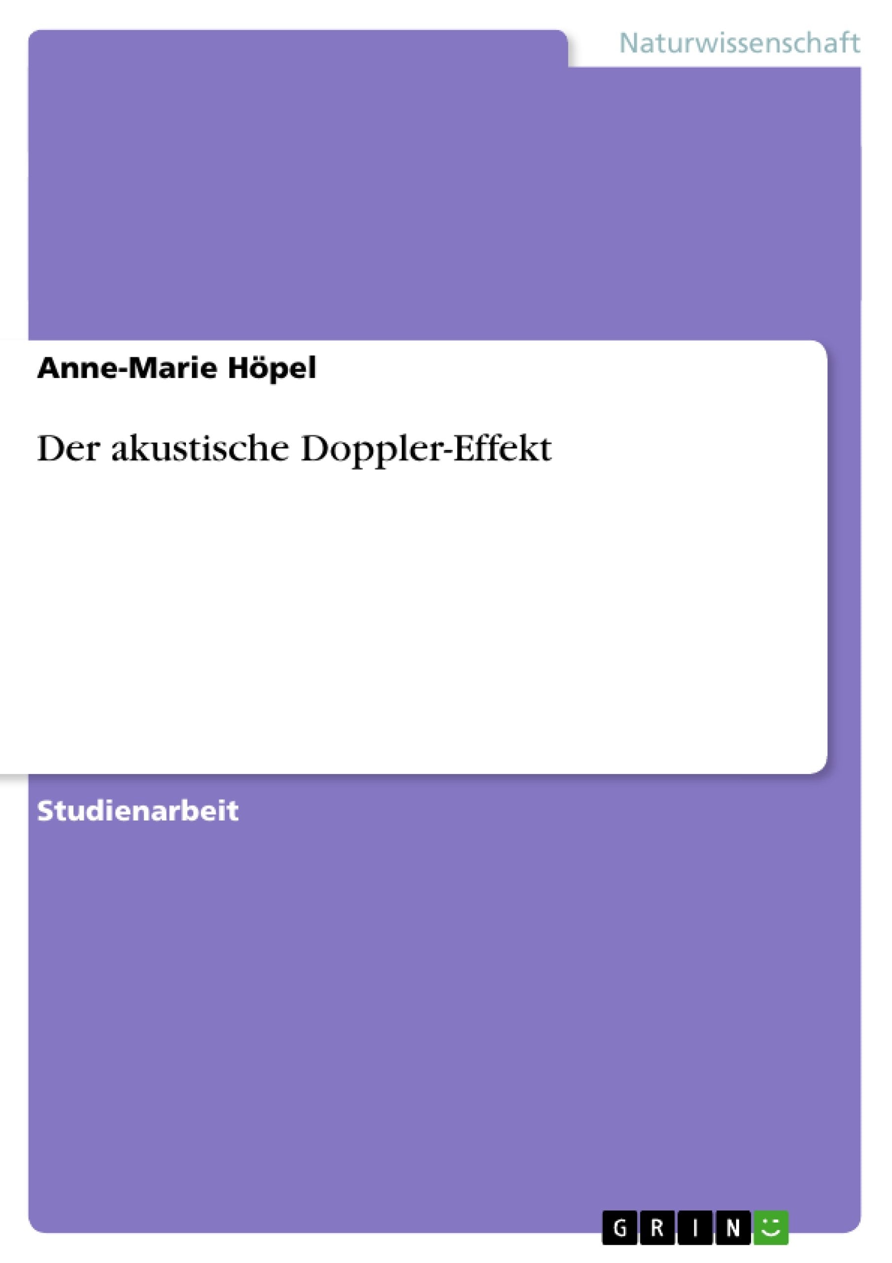 Der akustische Doppler-Effekt book