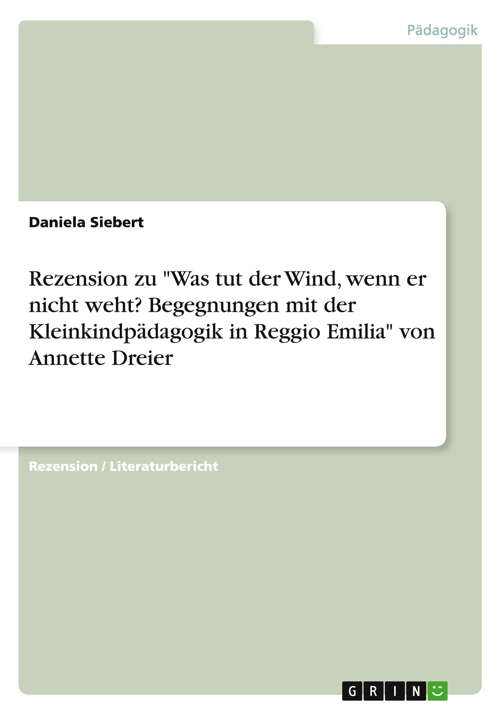 Rezension zu "Was tut der Wind, wenn er nicht weht? Begegnungen mit der Kleinkindpädagogik in Reggio Emilia" von Annette Dreier Study Guides