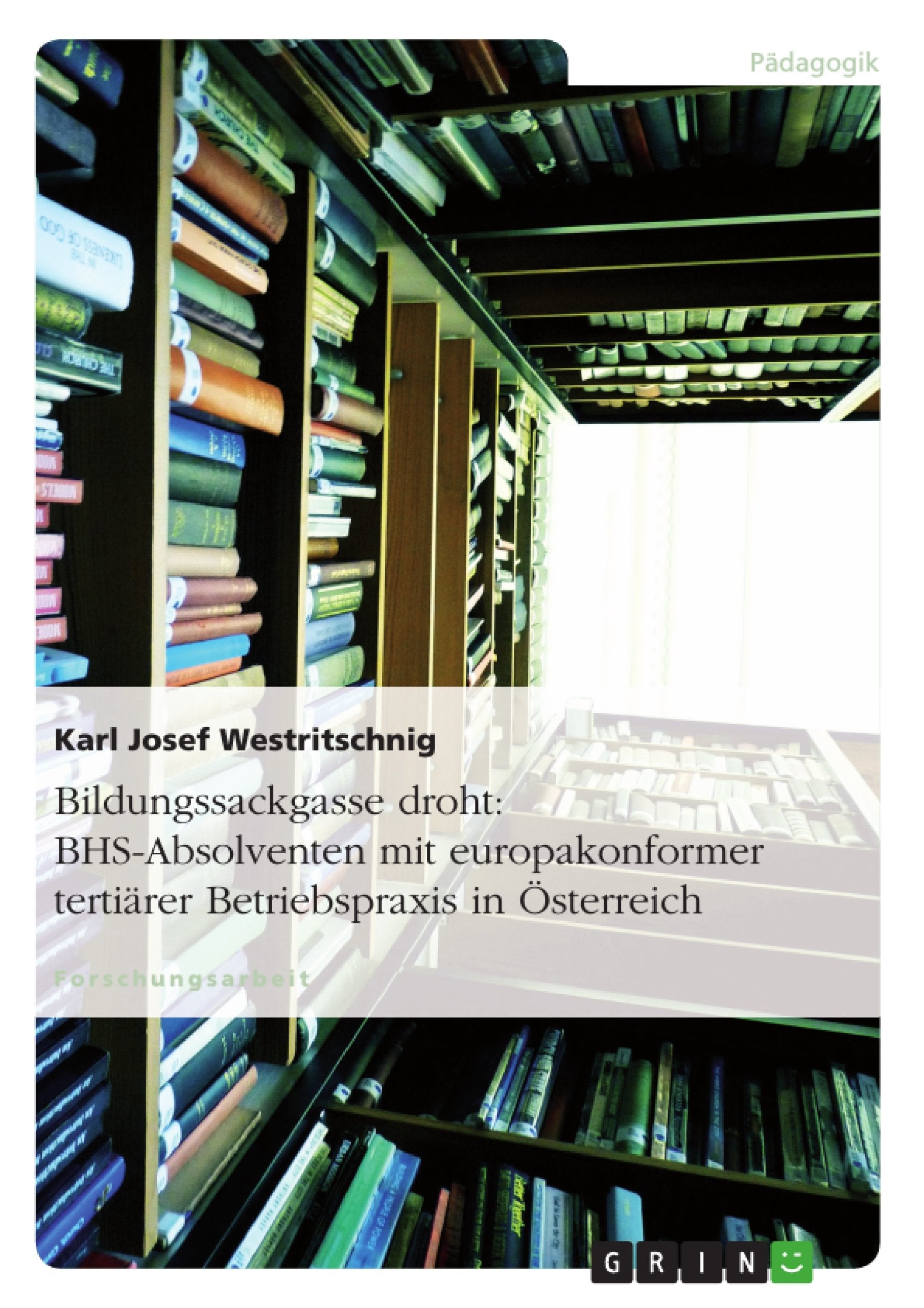 Bildungssackgasse droht: BHS-Absolventen mit europakonformer tertiärer Betriebspraxis in Österreich book
