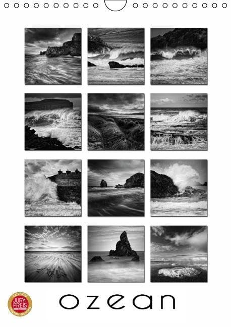 Ozean (Wandkalender immerwährend DIN A4 hoch): 12 dramatische, monochrome Meeres-Aufnahmen mit immerwährendem Kalendarium (Monatskalender, 14 Seiten) ... Cross, Martina Photography