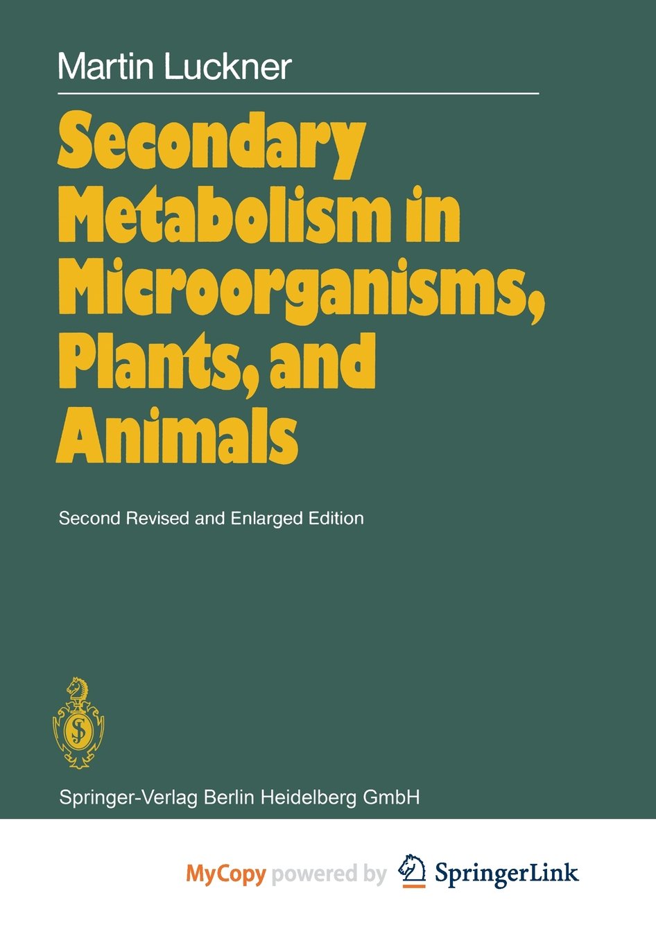Product Image: Secondary Metabolism in Microorganisms, Plants and Animals