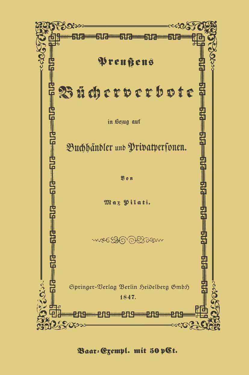 Preußens Bücherverbote in Betreff der Privatpersonen und Buchhändler Law
