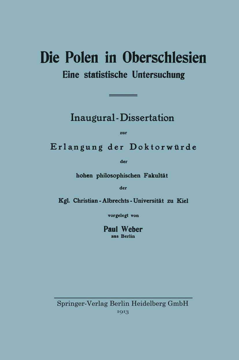 Die Polen in Oberschlesien: Eine statistische Untersuchung Law