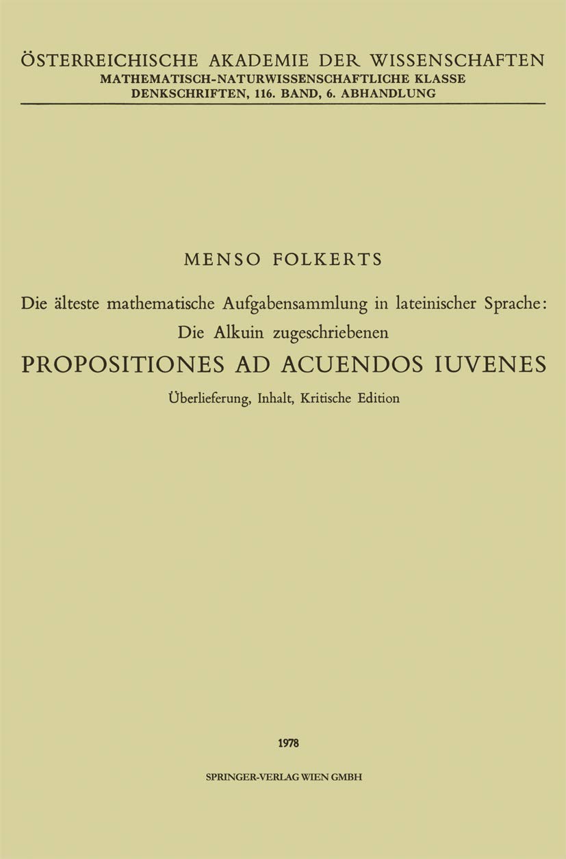 Die älteste mathematische Aufgabensammlung in lateinischer Sprache: Die Alkuin zugeschriebenen book