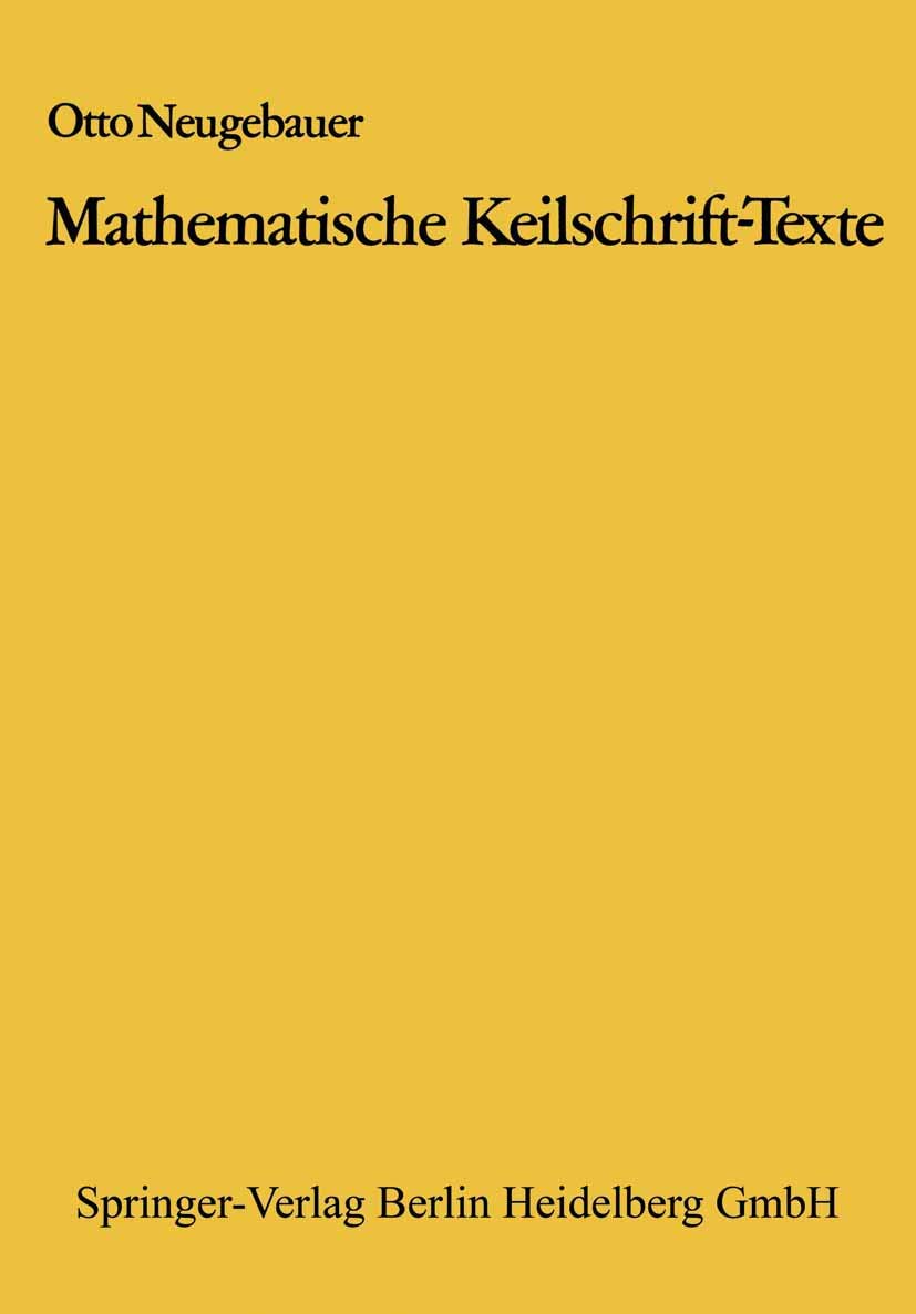 Mathematische Keilschrift-Texte Social Sciences