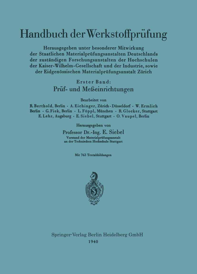 Prüf- und Meßeinrichtungen (Handbuch der Werkstoffprüfung) Media & Communication