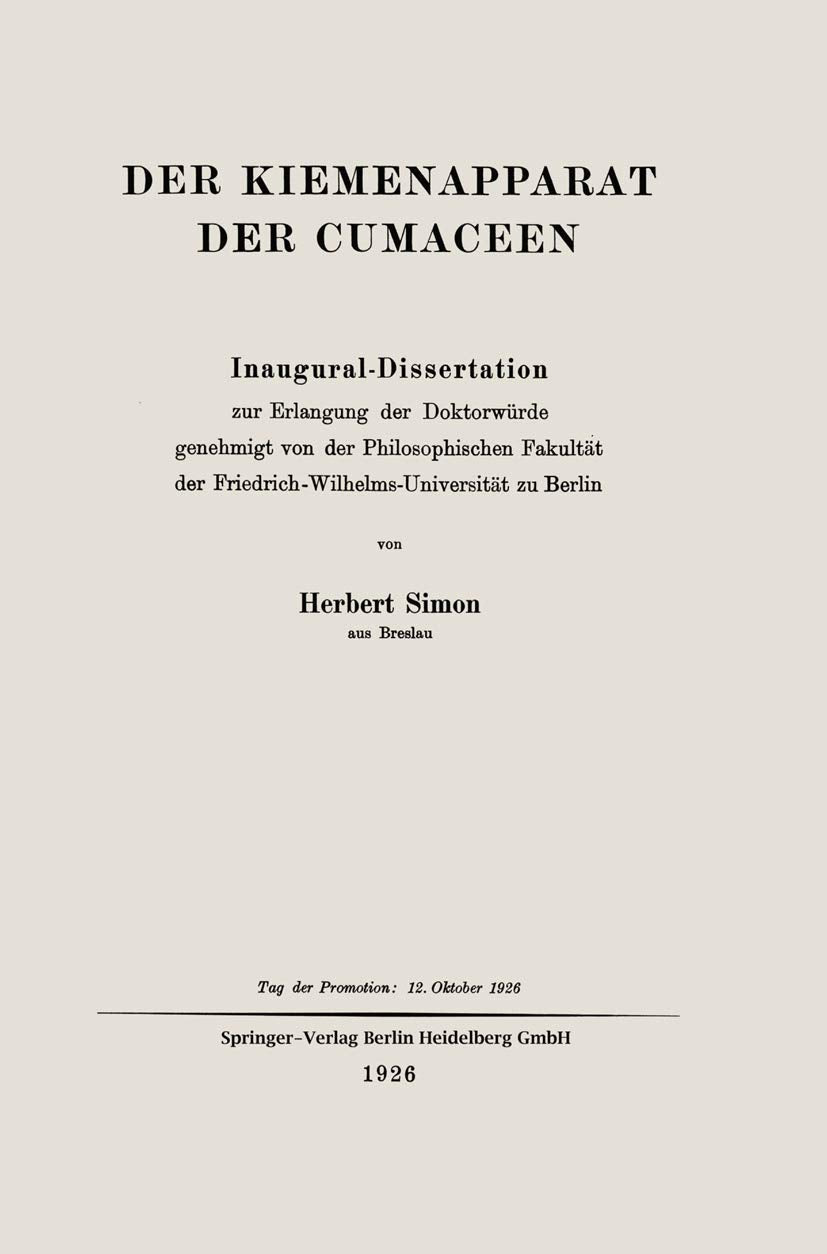 Der Kiemenapparat der Cumaceen: Inaugural-Dissertation Medicine