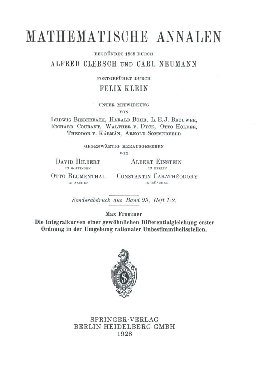 Die Integralkurven einer gewöhnlichen Differentialgleichung erster Ordnung in der Umgebung rationaler Unbestimmtheitsstellen Mathematics