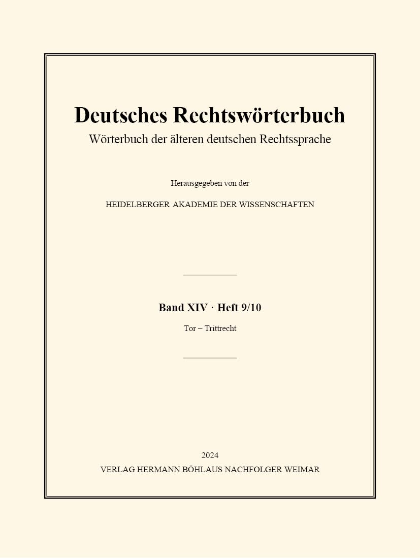 Deutsches Rechtswörterbuch Band XIV, Heft 9/10 Law