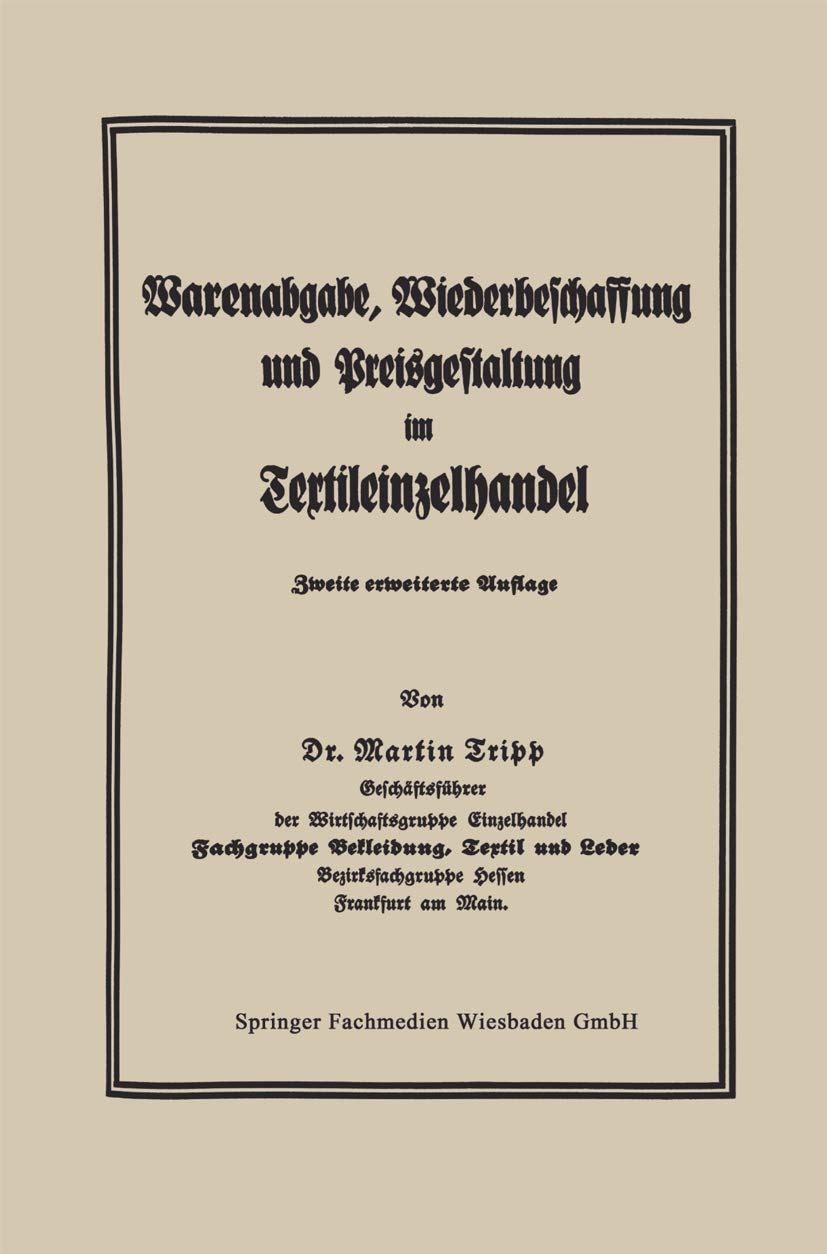 Die Regelung der Warenabgabe, Wiederbeschaffung und Preisgestaltung im Textileinzelhandel Law