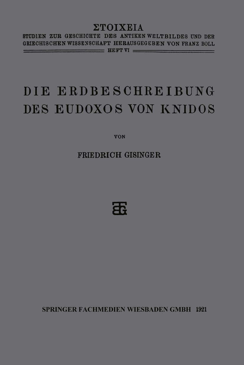 Die Erdbeschreibung des Eudoxos von Knidos Geology & Geography