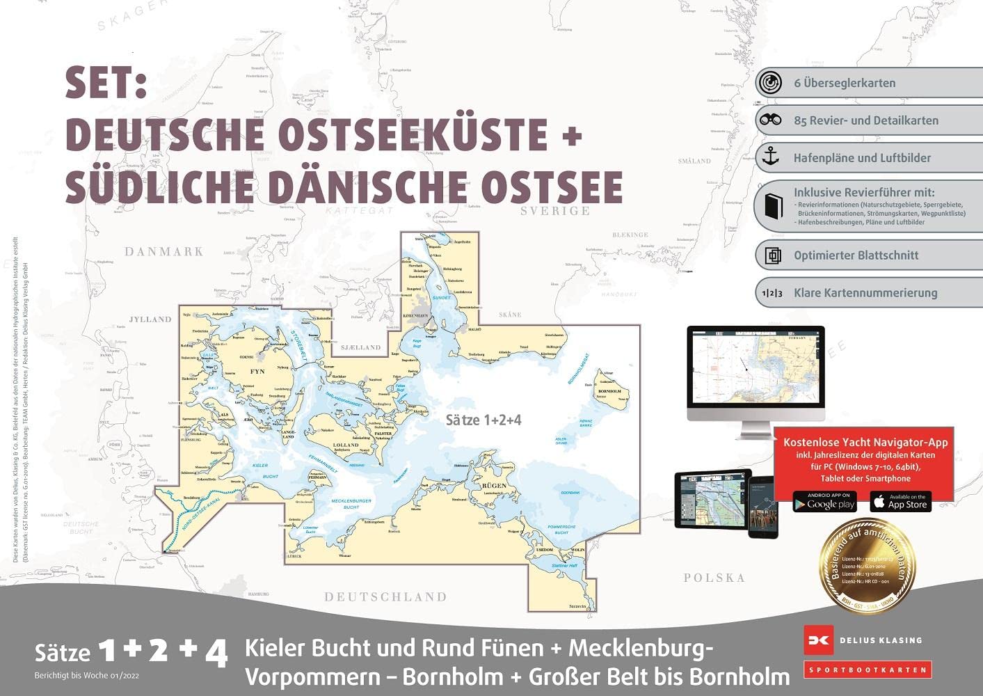 Sportbootkarten Satz 1, 2 und 4   Set: Deutsche Ostseeküste und Südliche Dänische Ostsee (Ausgabe 2022 Leisure, Home & Garden