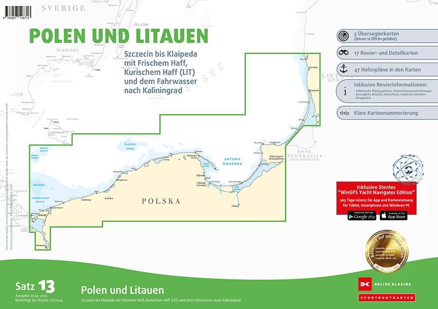 Sportbootkarten Satz 13: Polen und Litauen (Ausgabe 2024/2025) Leisure, Home & Garden