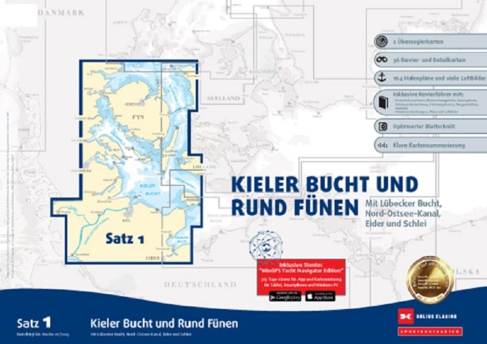Sportbootkarten Satz 1: Kieler Bucht und Rund Fünen (Ausgabe 2025) Leisure, Home & Garden