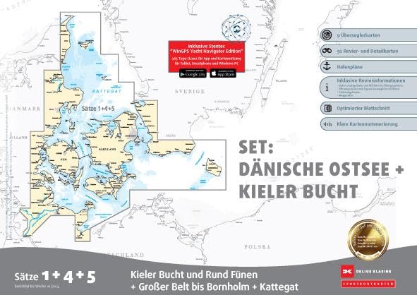 Sportbootkarten Satz 1, 4 und 5   Set: Dänische Ostsee und Kieler Bucht (Ausgabe 2025) Leisure, Home & Garden