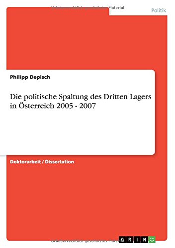 Die politische Spaltung des Dritten Lagers in Österreich 2005 - 2007 Politics & History
