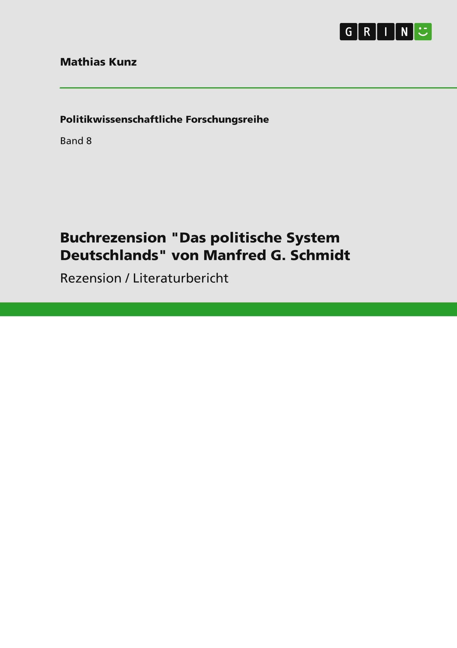 Buchrezension "Das politische System Deutschlands" von Manfred G. Schmidt Law