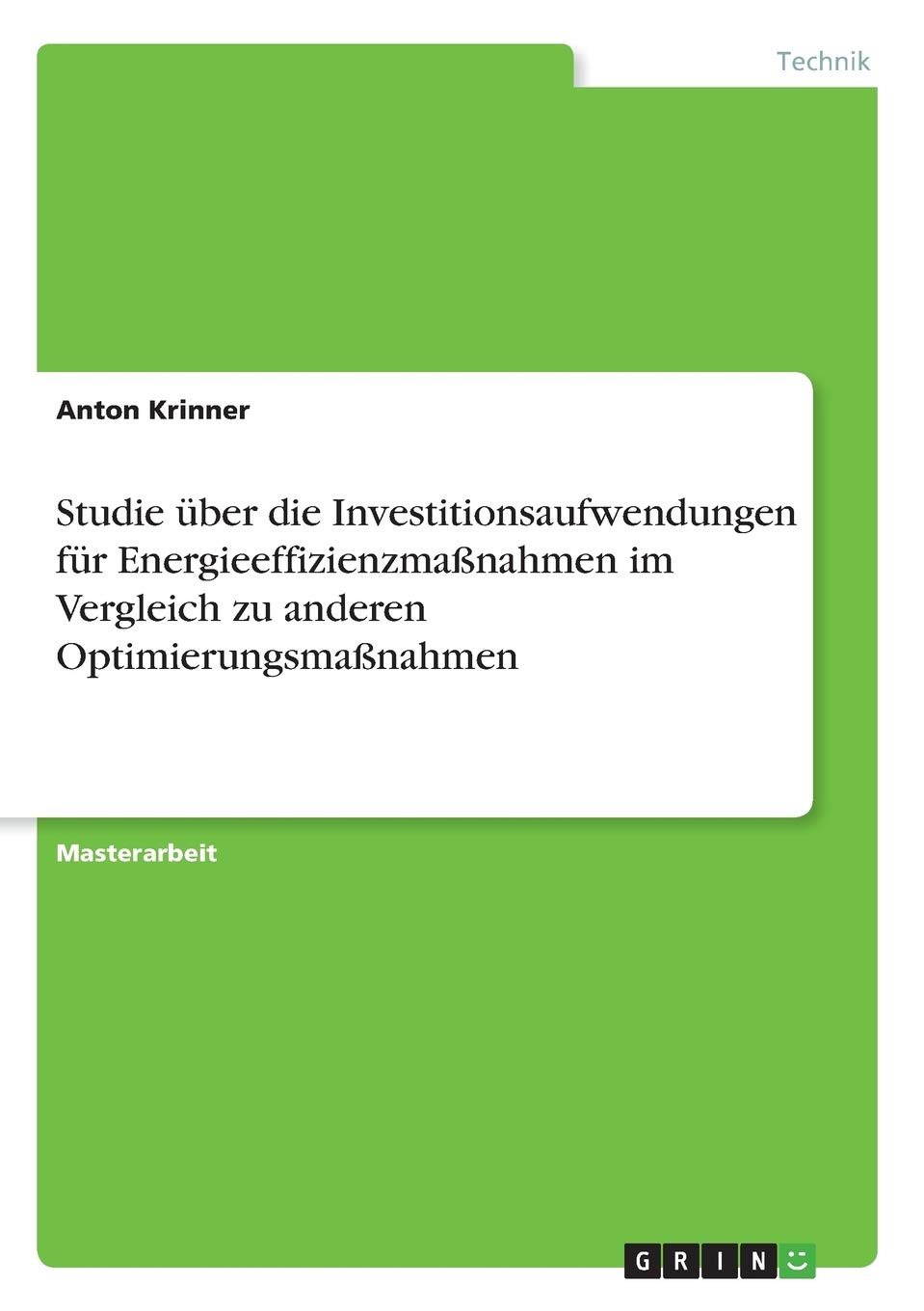 Studie über die Investitionsaufwendungen für Energieeffizienzmaßnahmen im Vergleich zu anderen Optimierungsmaßnahmen: Magisterarbeit Law
