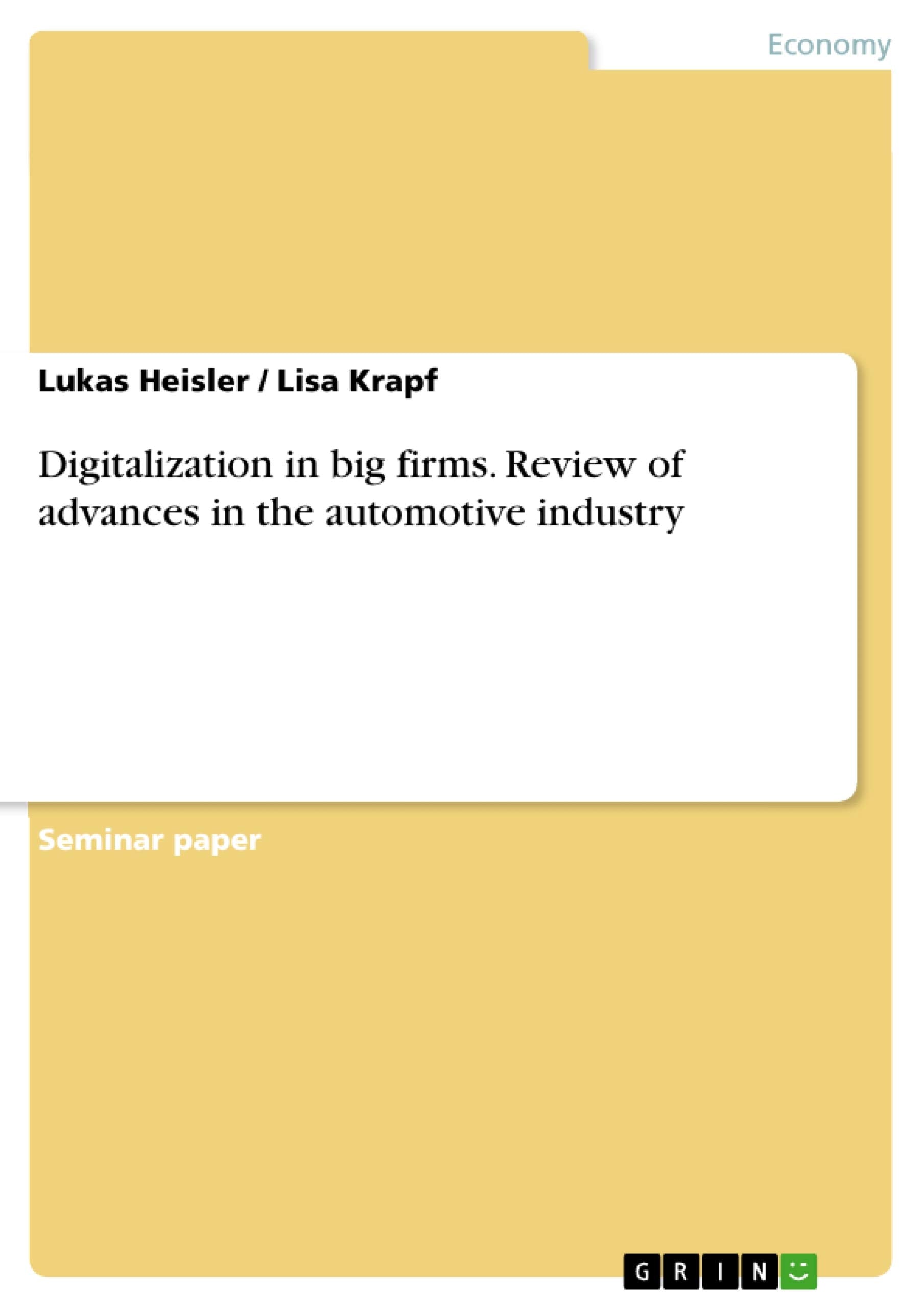 Digitalization in big firms. Review of advances in the automotive industry Law