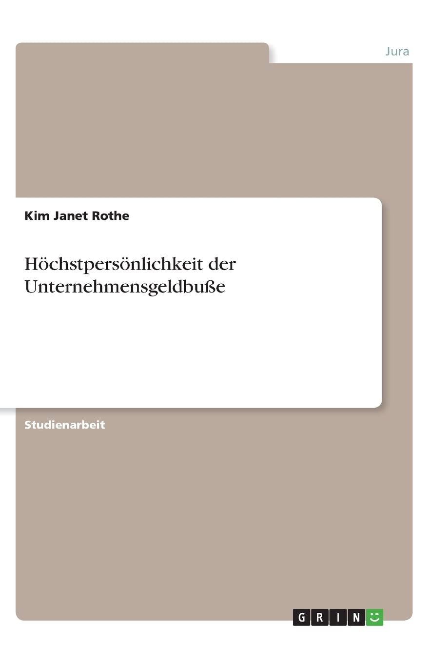 Höchstpersönlichkeit der Unternehmensgeldbuße Law