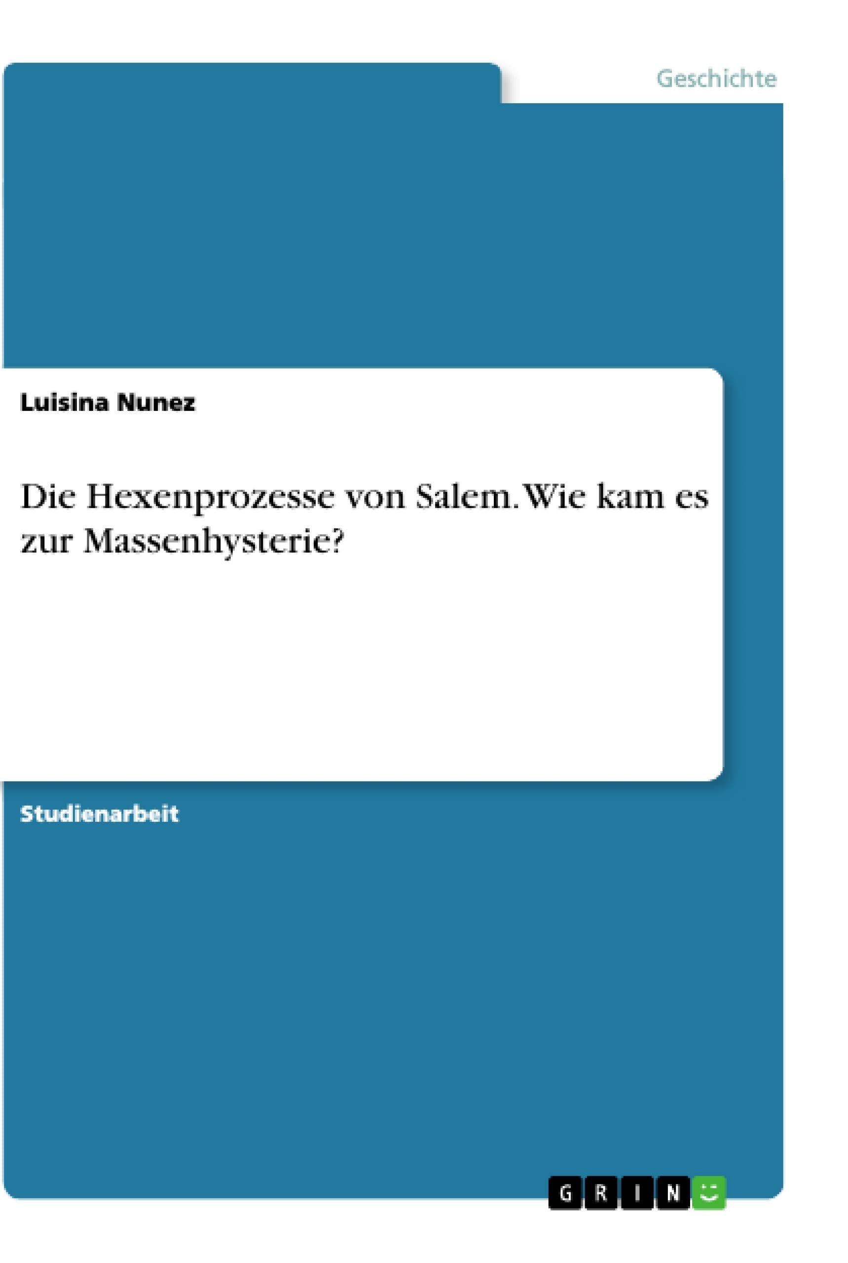 Die Hexenprozesse von Salem. Wie kam es zur Massenhysterie? book