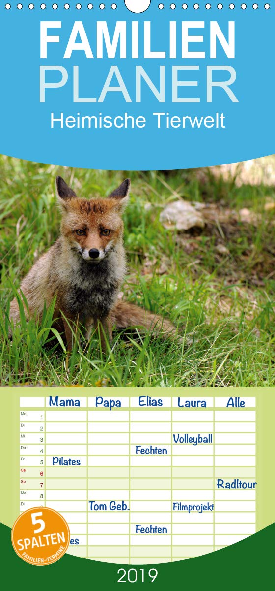 Heimische Tierwelt - Familienplaner hoch (Wandkalender 2019 , 21 cm x 45 cm, hoch): Wildtiere unserer Heimat (Monatskalender, 14 Seiten ) (CALVENDO Tiere) Photography