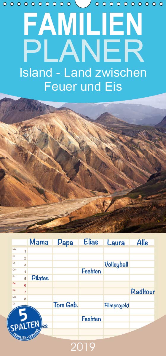 Island - Land zwischen Feuer und Eis - Familienplaner hoch (Wandkalender 2019 , 21 cm x 45 cm, hoch): Eine kontrastreiche Reise über die wunderschöne ... (Monatskalender, 14 Seiten ) (CALVENDO Orte) Leisure, Home & Garden