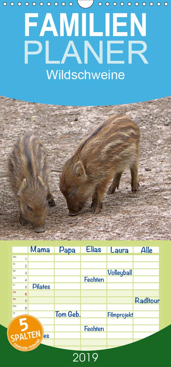 Wildschweine - Familienplaner hoch (Wandkalender 2019 , 21 cm x 45 cm, hoch): Clevere Borstenviecher in unseren Wäldern (Monatskalender, 14 Seiten ) (CALVENDO Tiere) Natural Sciences