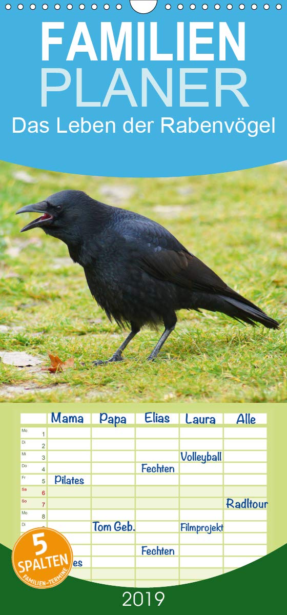 Das Leben der Rabenvögel - Familienplaner hoch (Wandkalender 2019 , 21 cm x 45 cm, hoch): Die Familie der Corvidae (Monatskalender, 14 Seiten ) (CALVENDO Tiere) Film, Art & Culture