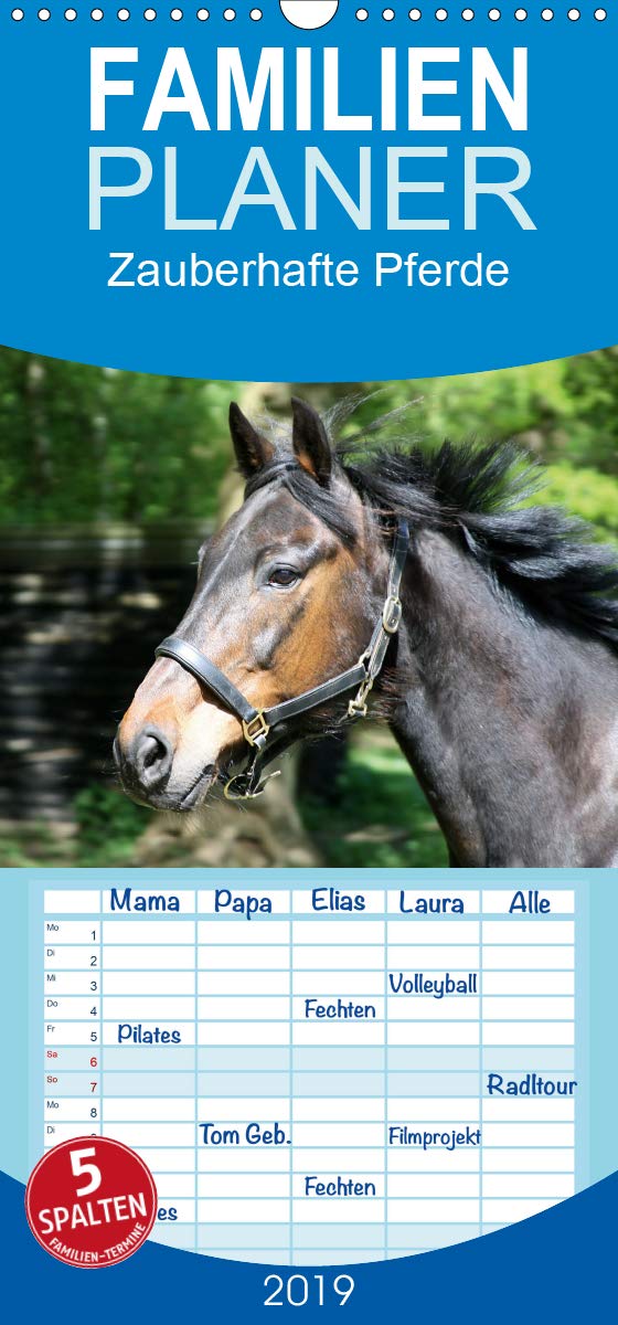 Zauberhafte Pferde - Familienplaner hoch (Wandkalender 2019 , 21 cm x 45 cm, hoch): 12 Portraits von Pferden (Monatskalender, 14 Seiten ) (CALVENDO Tiere) Leisure & Fun