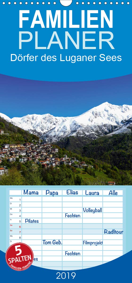 Dörfer des Luganer Sees - Familienplaner hoch (Wandkalender 2019 , 21 cm x 45 cm, hoch): Impressionen aus den Dörfer am und aus dem Hinterland des ... (Monatskalender, 14 Seiten ) (CALVENDO Orte) Leisure, Home & Garden
