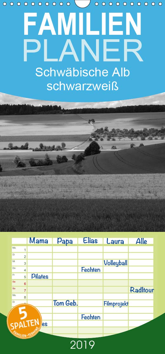 Schwäbische Alb schwarzweiß - Familienplaner hoch (Wandkalender 2019 , 21 cm x 45 cm, hoch): Stimmungsvolle Landschaftsbilder der schwäbischen Alb in ... (Monatskalender, 14 Seiten ) (CALVENDO Natur) Leisure, Home & Garden